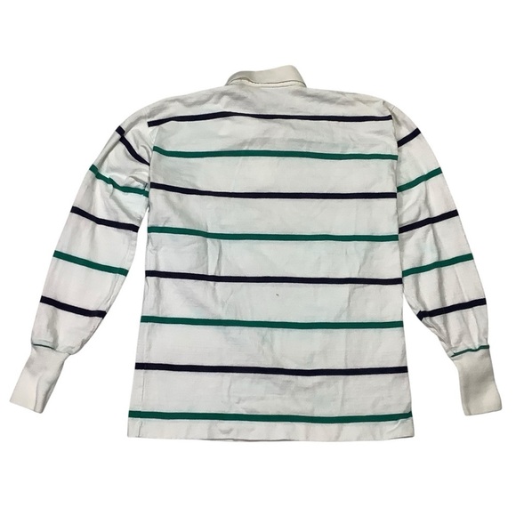 Lands’ End Men’s Authentic Rugby Shirt Striped White Polo Size Large - Picture 2 of 11